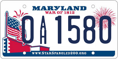 MD license plate 0AH1580