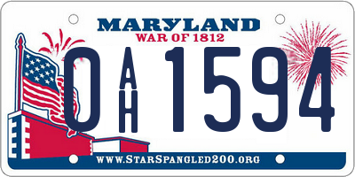 MD license plate 0AH1594
