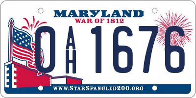 MD license plate 0AH1676