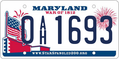MD license plate 0AH1693