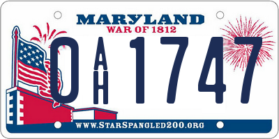 MD license plate 0AH1747