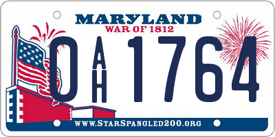 MD license plate 0AH1764