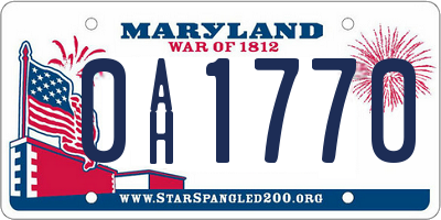 MD license plate 0AH1770