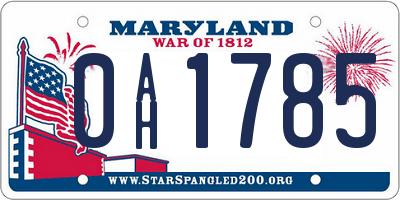 MD license plate 0AH1785