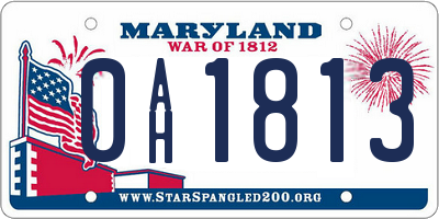MD license plate 0AH1813