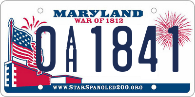 MD license plate 0AH1841