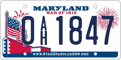 MD license plate 0AH1847