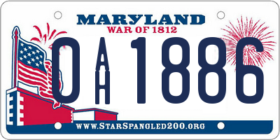 MD license plate 0AH1886