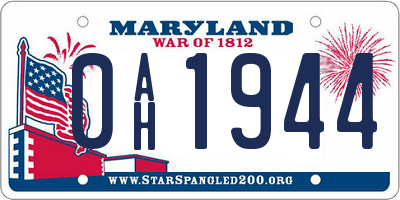 MD license plate 0AH1944