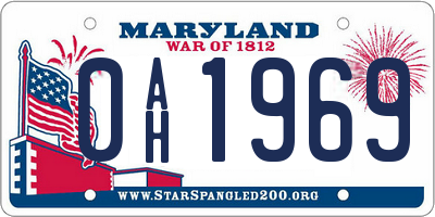 MD license plate 0AH1969