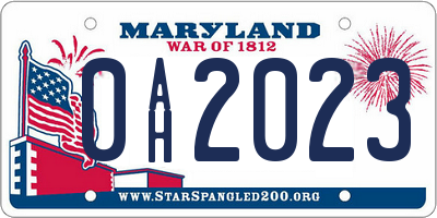 MD license plate 0AH2023
