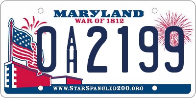 MD license plate 0AH2199