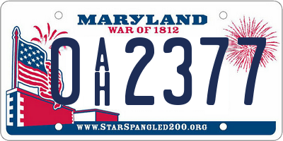 MD license plate 0AH2377