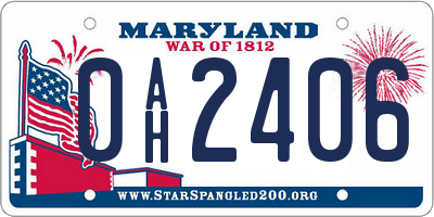 MD license plate 0AH2406