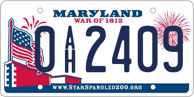 MD license plate 0AH2409