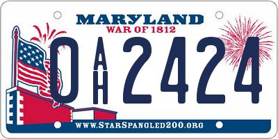 MD license plate 0AH2424