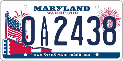 MD license plate 0AH2438