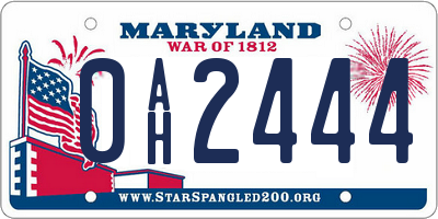 MD license plate 0AH2444