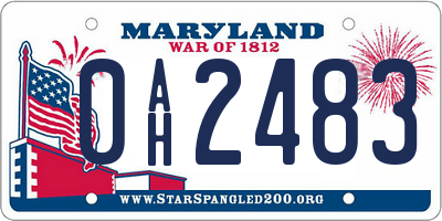 MD license plate 0AH2483