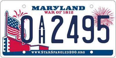 MD license plate 0AH2495
