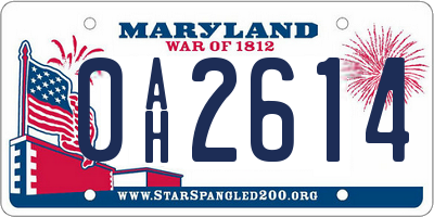 MD license plate 0AH2614