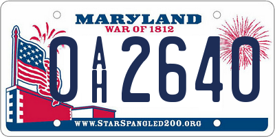 MD license plate 0AH2640