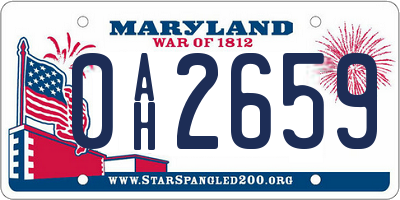 MD license plate 0AH2659