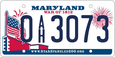 MD license plate 0AH3073