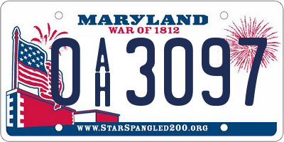 MD license plate 0AH3097