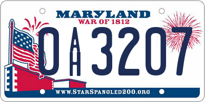 MD license plate 0AH3207