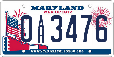 MD license plate 0AH3476