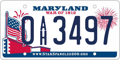 MD license plate 0AH3497