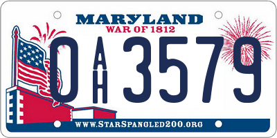 MD license plate 0AH3579
