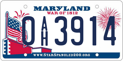 MD license plate 0AH3914