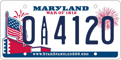 MD license plate 0AH4120