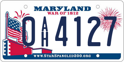 MD license plate 0AH4127