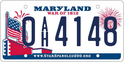 MD license plate 0AH4148