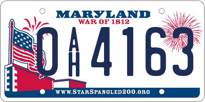 MD license plate 0AH4163