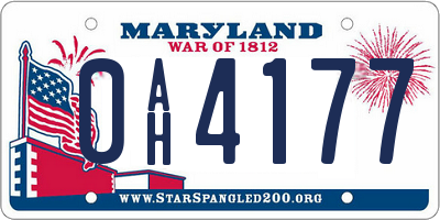 MD license plate 0AH4177