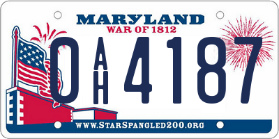MD license plate 0AH4187