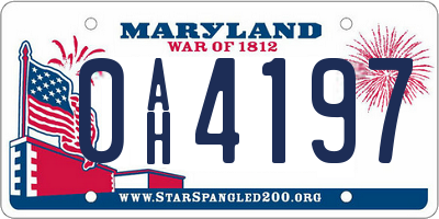 MD license plate 0AH4197