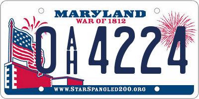 MD license plate 0AH4224