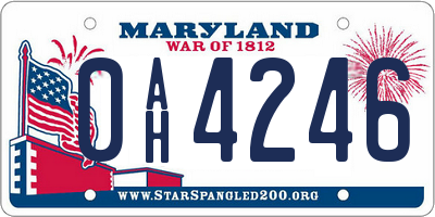 MD license plate 0AH4246