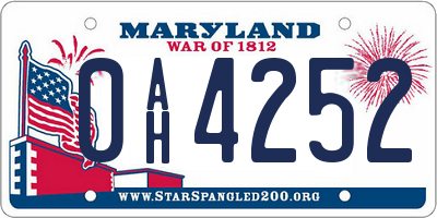 MD license plate 0AH4252