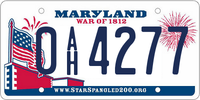 MD license plate 0AH4277