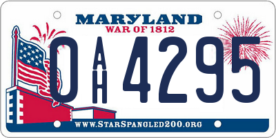 MD license plate 0AH4295