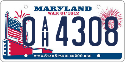 MD license plate 0AH4308