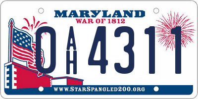 MD license plate 0AH4311