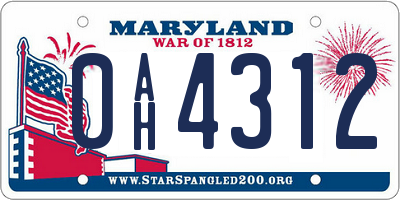MD license plate 0AH4312