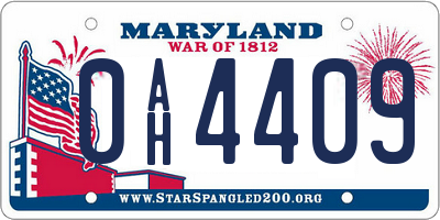 MD license plate 0AH4409
